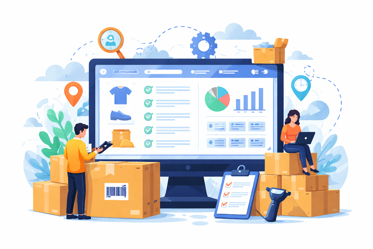 Online inventory management illustration